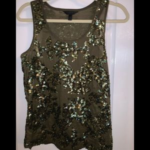 J.Crew Army Olive Green Sequined Tank Size 2
